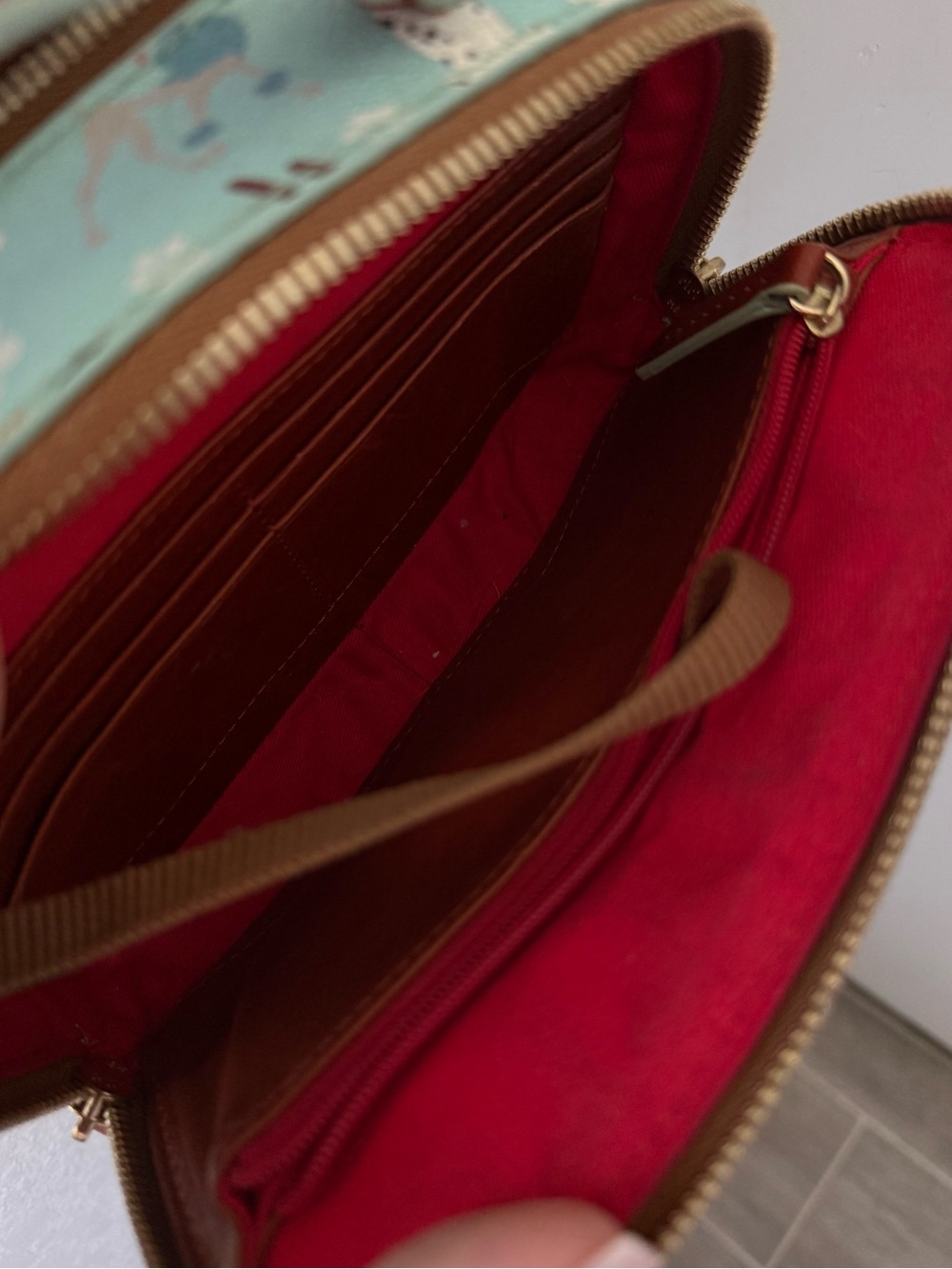 Dooney & Bourke Aqua Disney Dogs Crossbody with Brown Trim - Picture 5 of 8